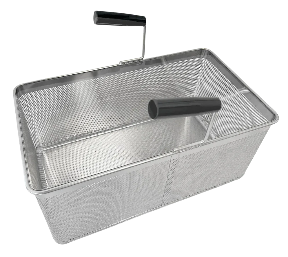 Pasta Cooker Rectangular Basket with Two Handles, Full Size 1/1