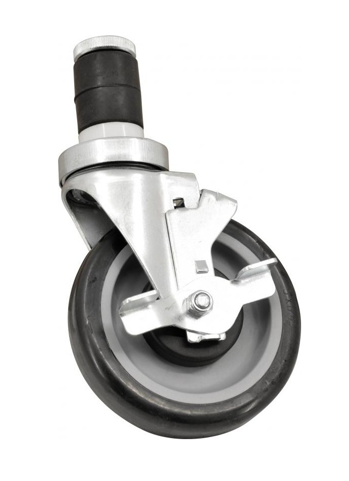 5" Caster with Brake for Worktables, Equipment Stands and Steam Tables