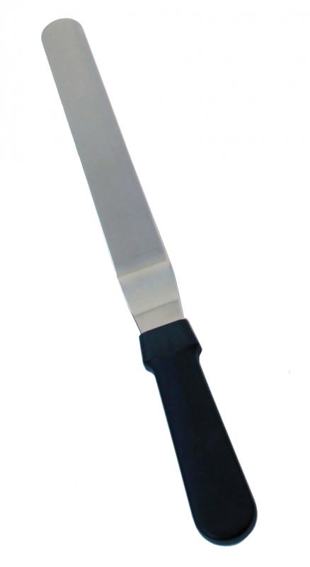 Stainless Steel Offset Baking / Icing Spatula with 6 1/2″ x 1 5/16″ blade and Black Plastic Handle