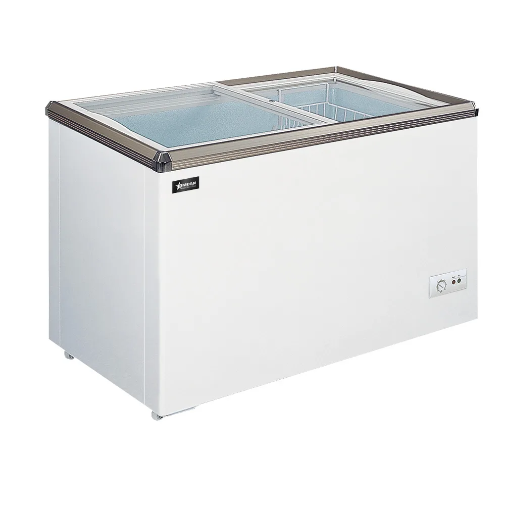 34" Two (2) Door Ice Cream Display Chest Freezer with Flat Glass Top, 7.1 cu.ft. (201 L)