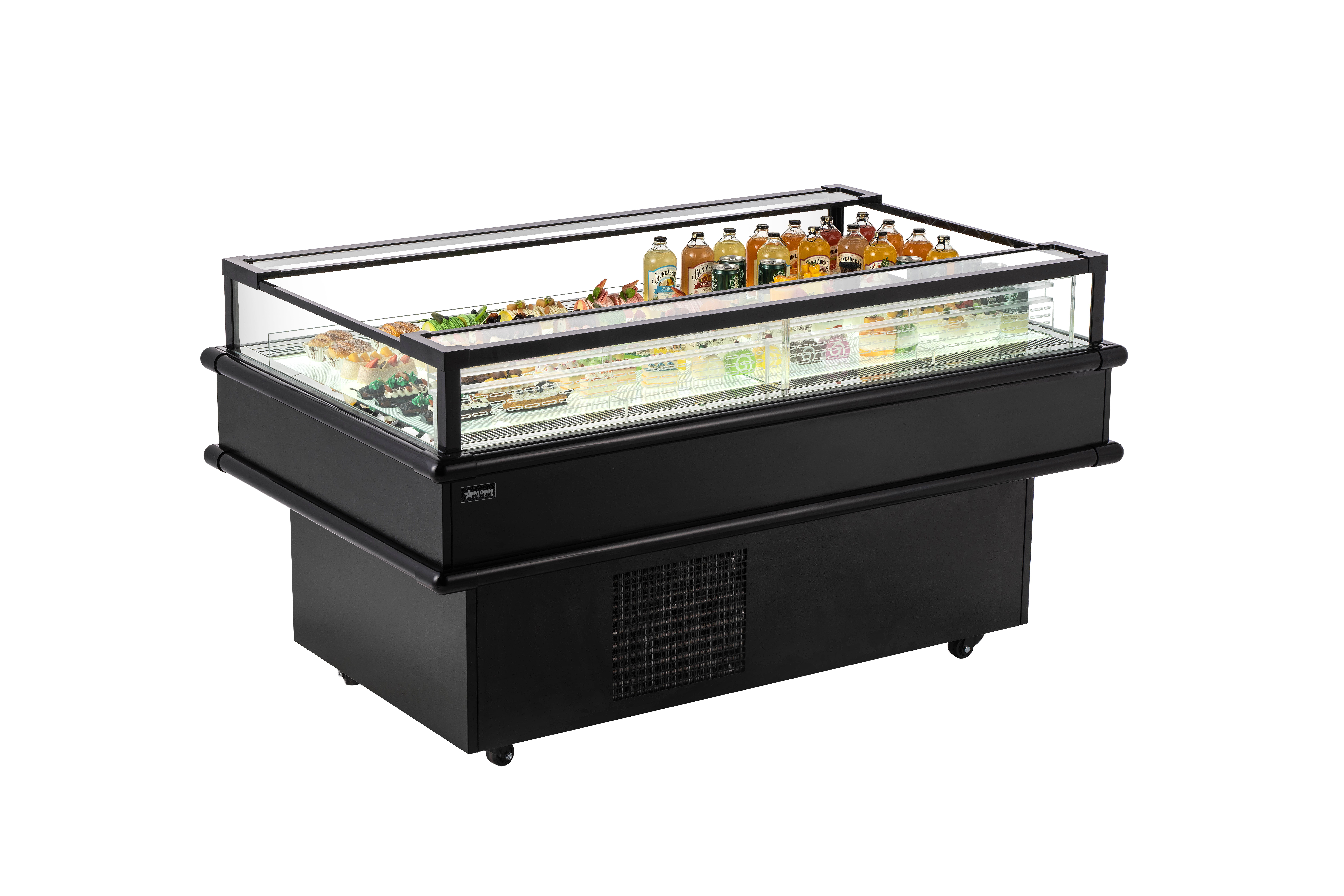 61” x 37.5” Refrigerated Island Top-Open Showcase, 7.1 cu.ft. (202 L), Black