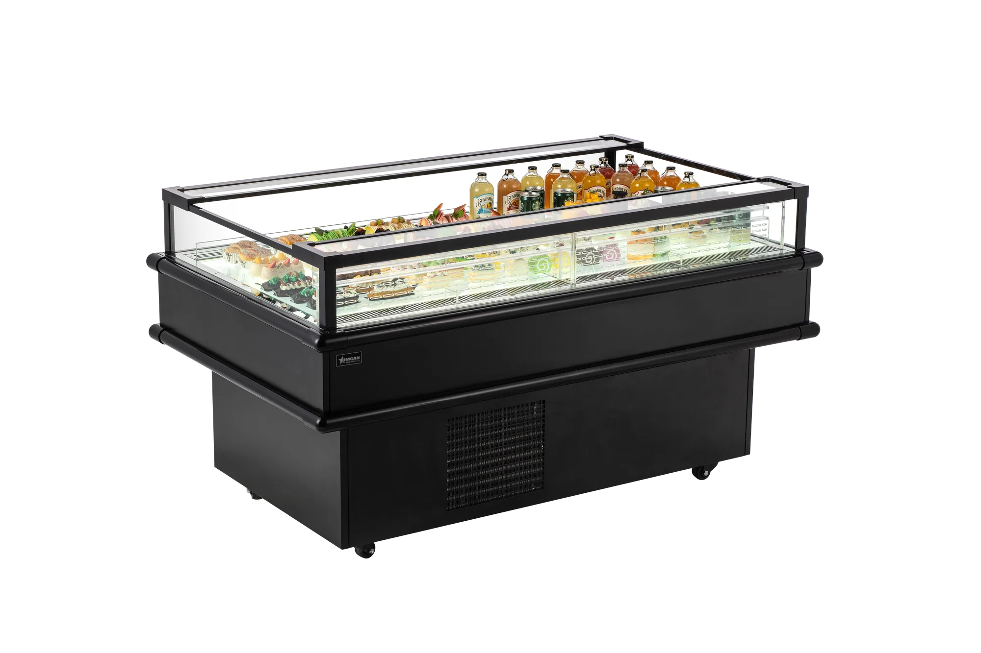 61” x 37.5” Refrigerated Island Top-Open Showcase, 7.1 cu.ft. (202 L), Black