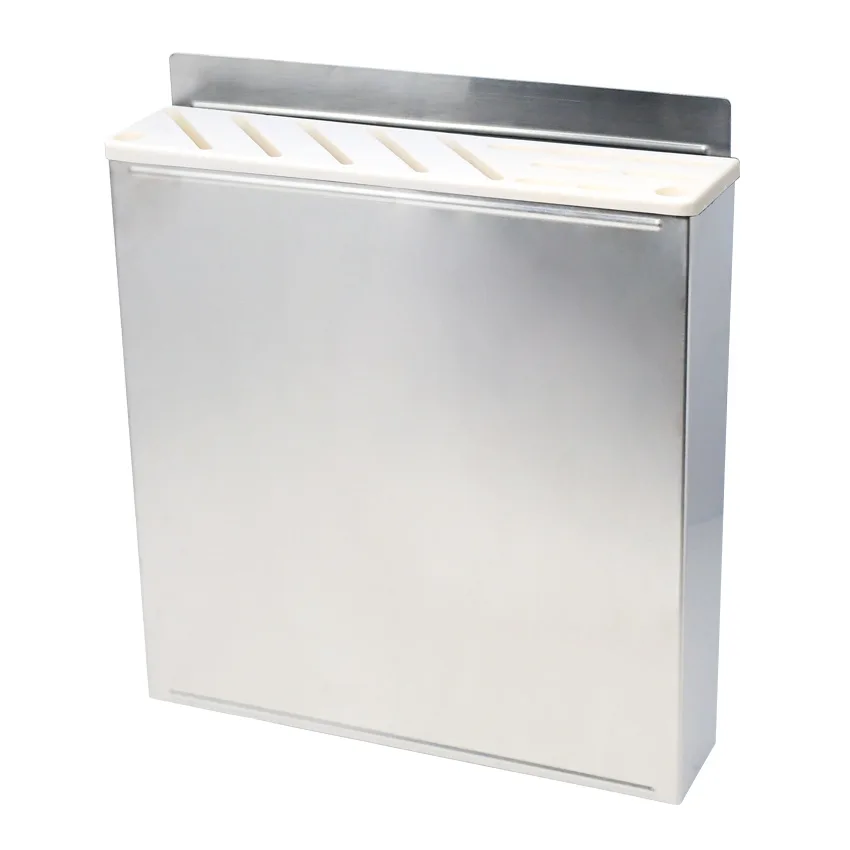 Stainless Steel Knife Rack with White Plastic Insert