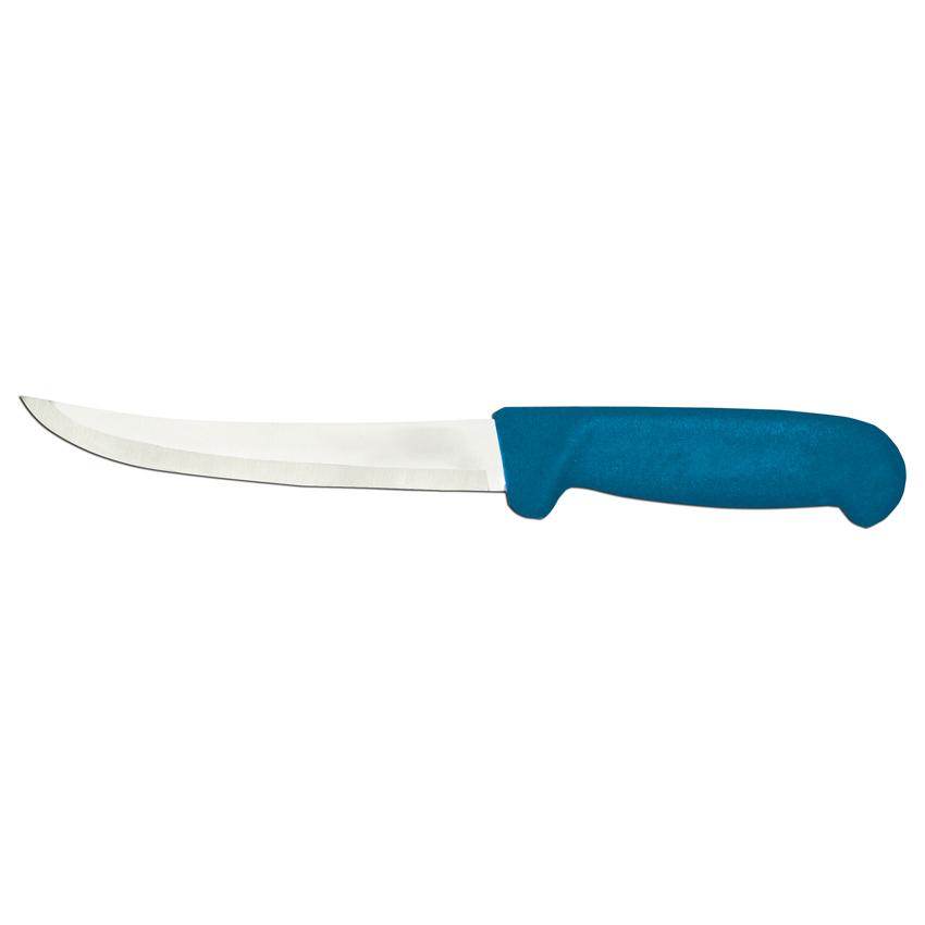 6" Curved Blade Boning Knife with Blue Polypropylene Handle