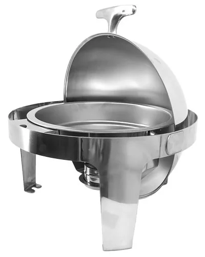 6 qt (5.6 L) Stainless Steel Round Chafing Dish with Roll Top Lid