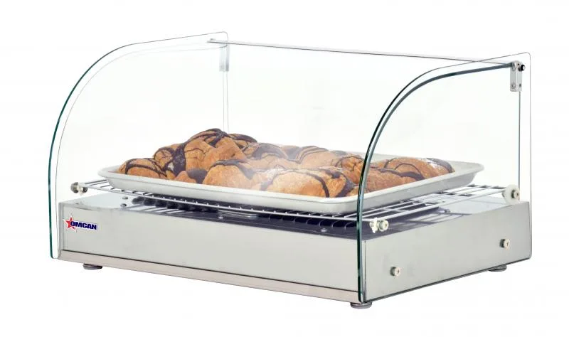 22" Countertop Display Warmer, Single-Shelf, Front Curved Glass and 1 Rear Hinged Door, Full-Service