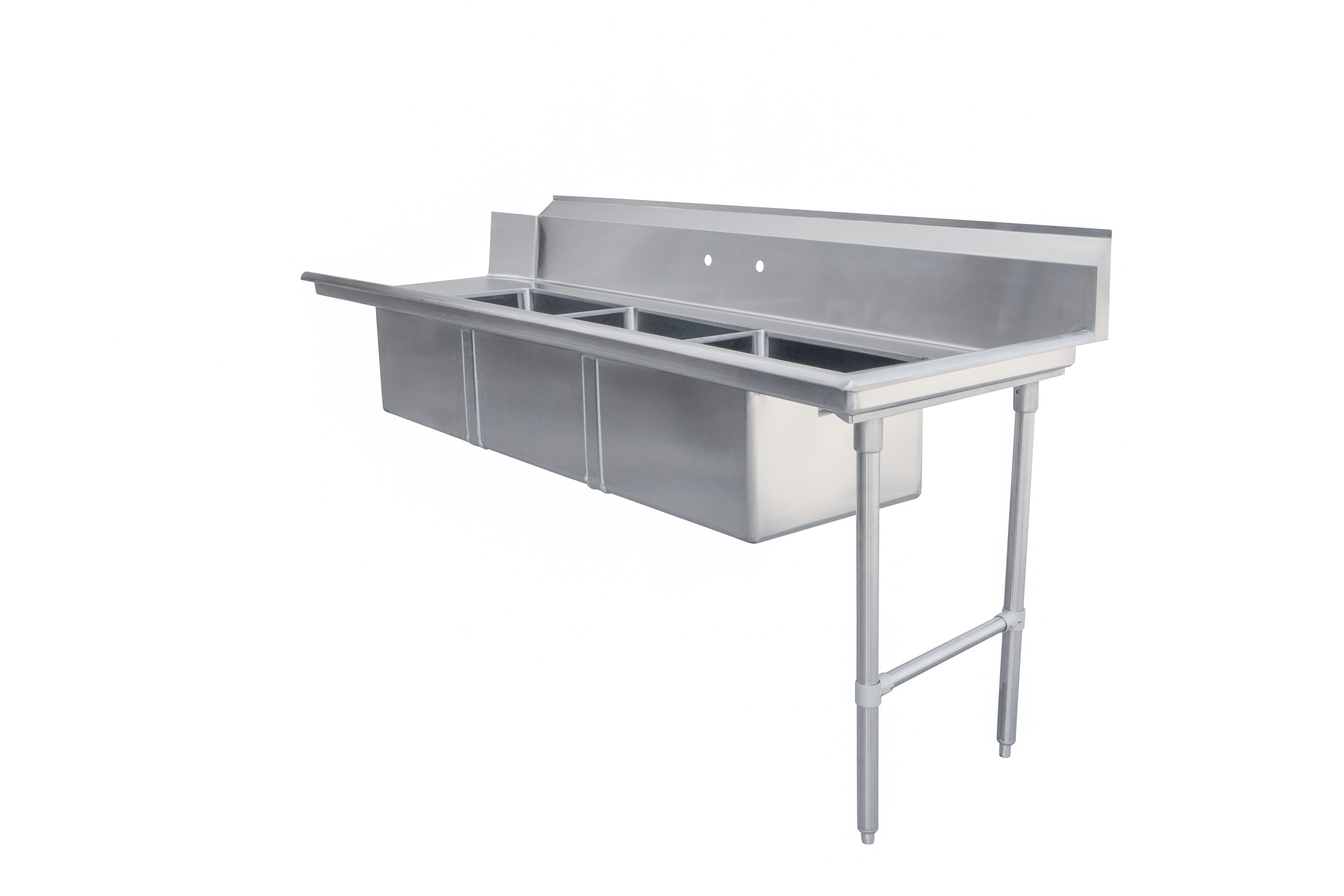 84" Right Side Soiled Dish Table with Three Sinks