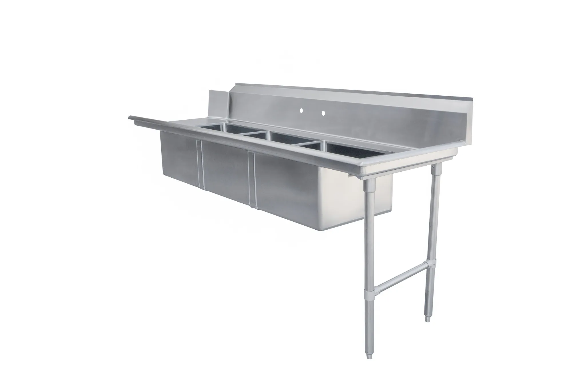 84" Right Side Soiled Dish Table with Three Sinks