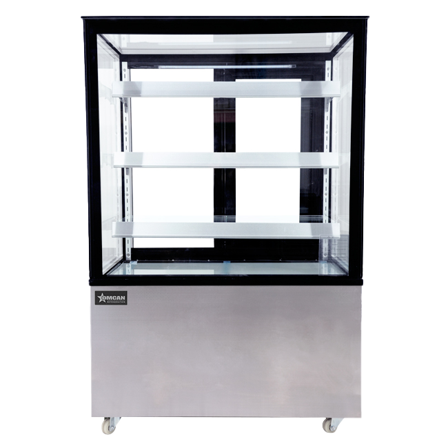 36″ Three (3) Shelf Square Glass Floor Refrigerated Display Case, 13.77 cu.ft (390 L), Stainless Steel