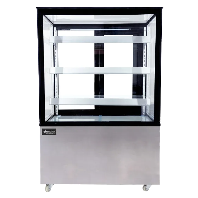 36″ Three (3) Shelf Square Glass Floor Refrigerated Display Case, 13.77 cu.ft (390 L), Stainless Steel