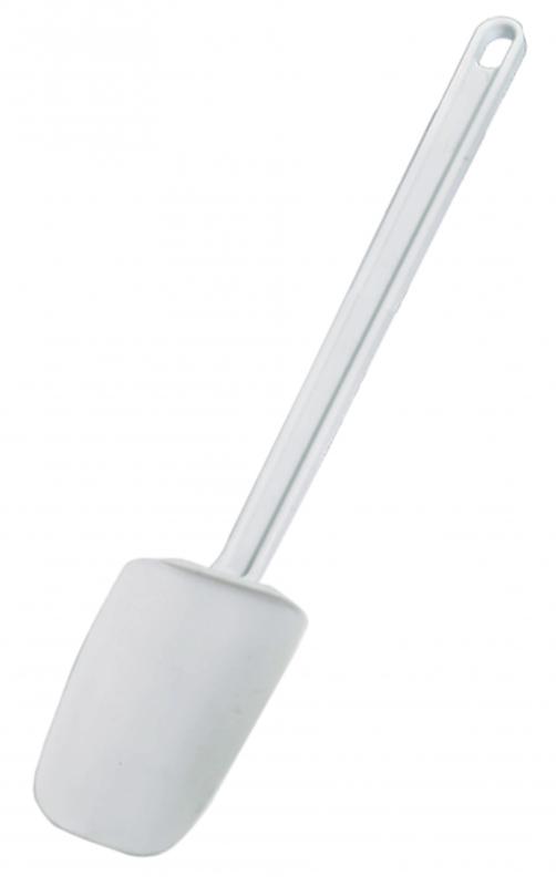 16" White Rubber Spoonula with Plastic Handle