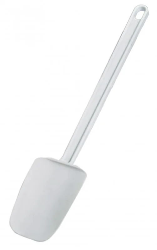 16" White Rubber Spoonula with Plastic Handle