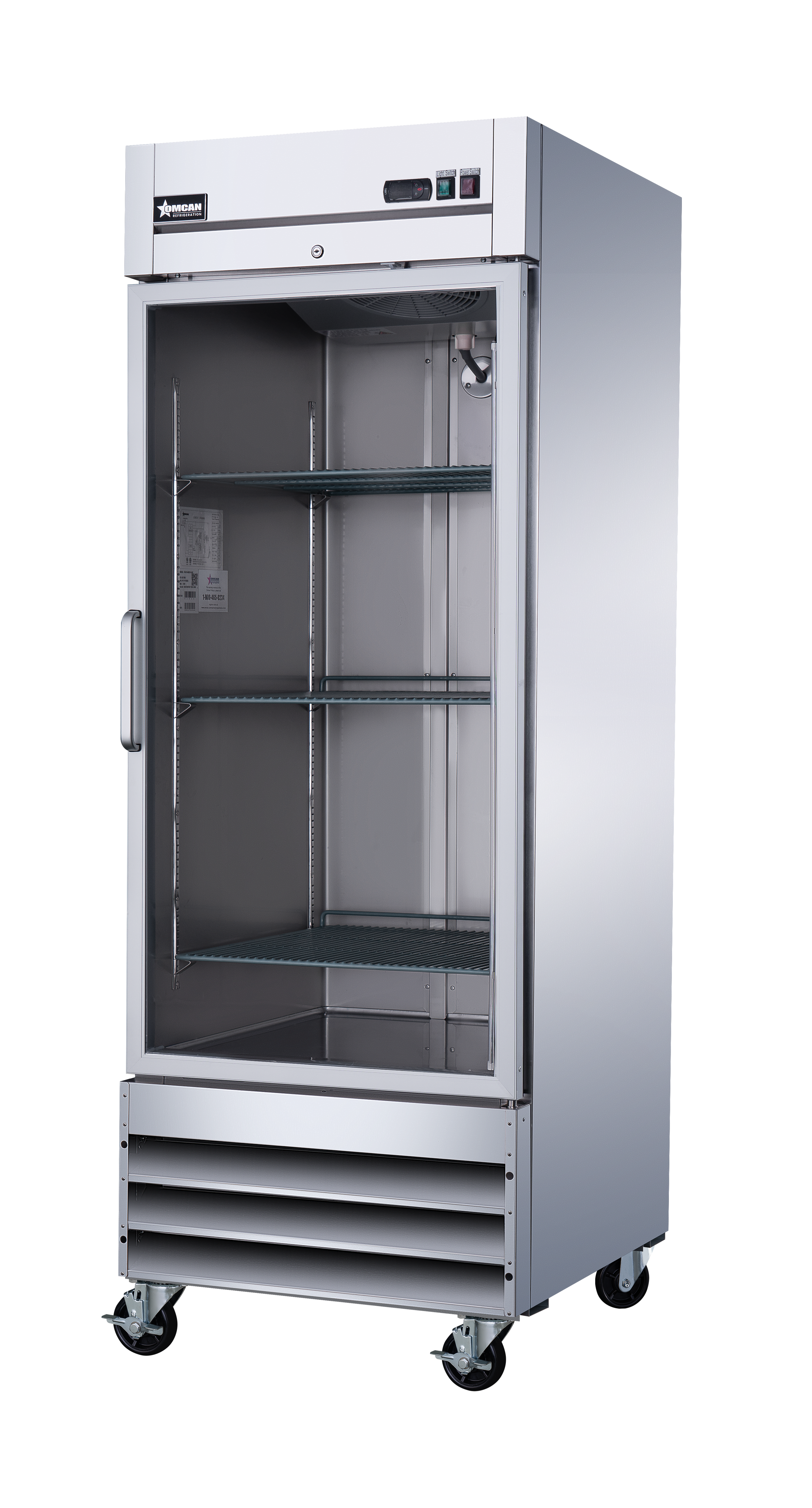 29″ One (1) Glass Door Reach-In Refrigerator, 23 cu.ft. (651 Liter), Stainless Steel