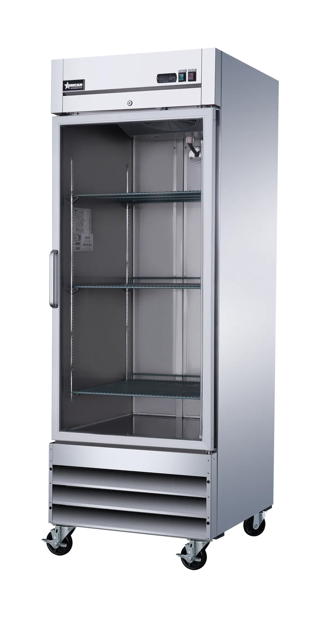 29″ One (1) Glass Door Reach-In Refrigerator, 23 cu.ft. (651 Liter), Stainless Steel