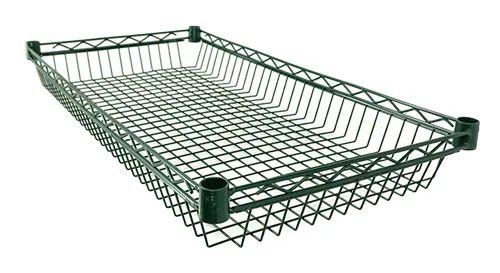 18″ x 36″ Dark Green Epoxy Wire Basket