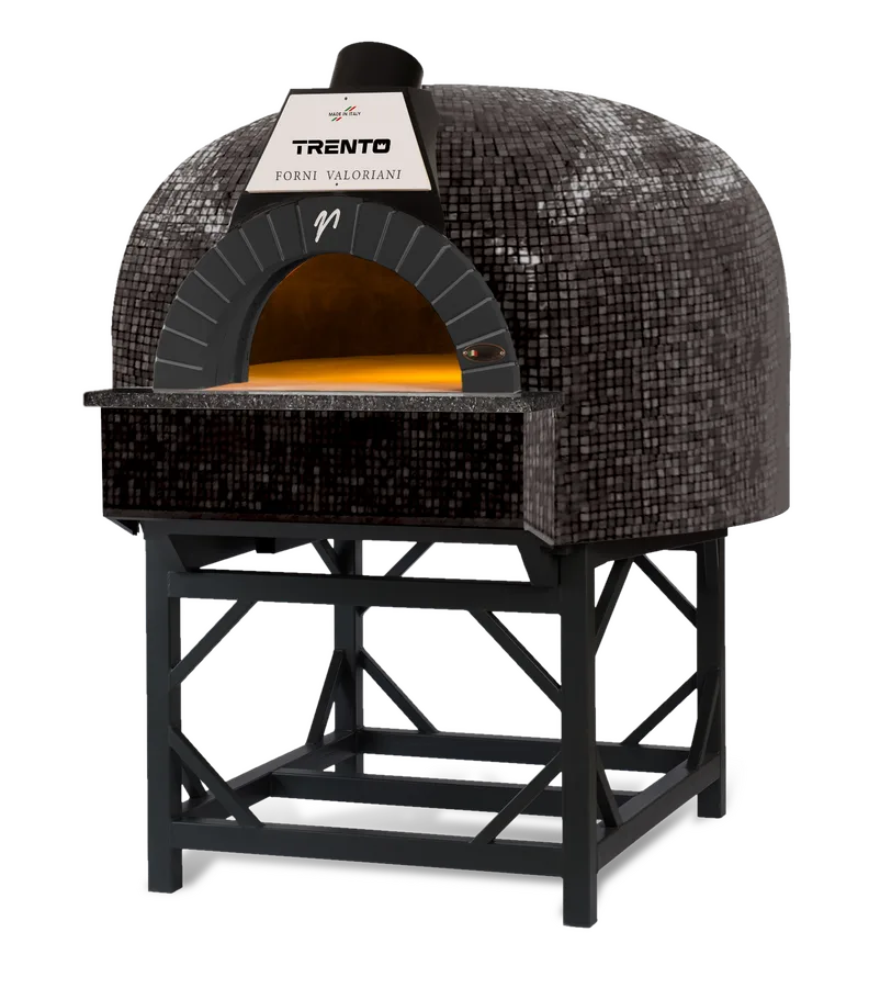 Trento Valoriani Igloo 100 Gas and Wood Fired Pizza Oven, Black Mosaic – 85,300 BTU