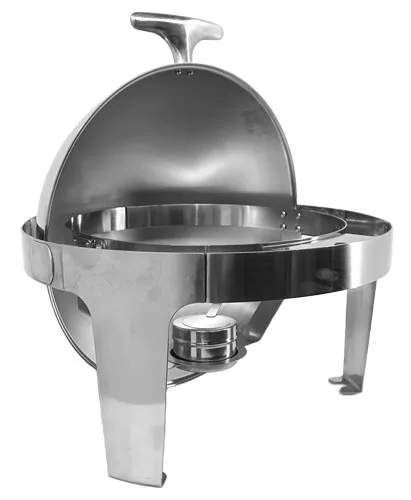 6 qt (5.6 L) Stainless Steel Round Chafing Dish with Roll Top Lid
