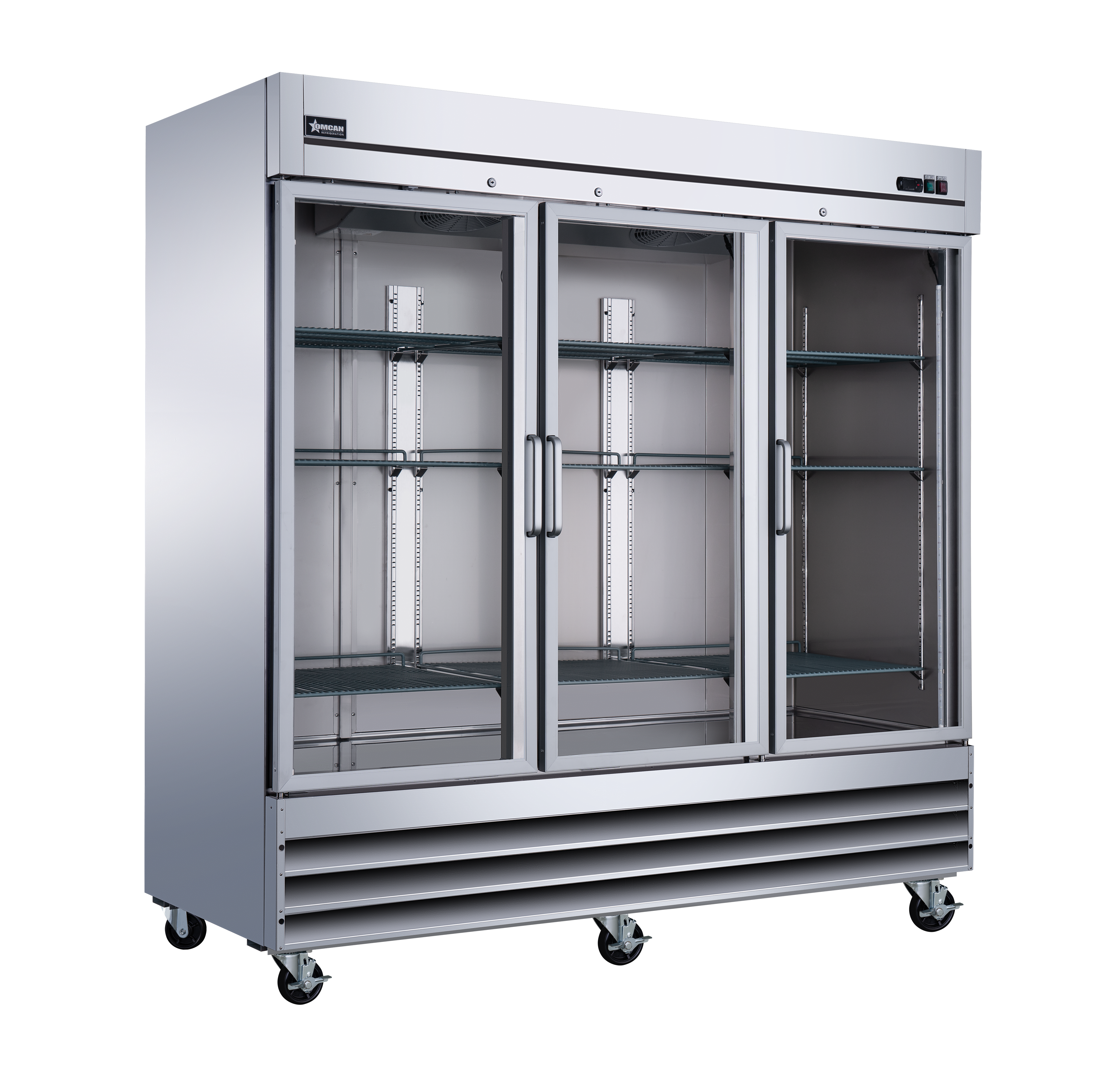 81″ Three (3) Glass Door Reach-In Refrigerator, 72 cu.ft. (2,024 L), Stainless Steel