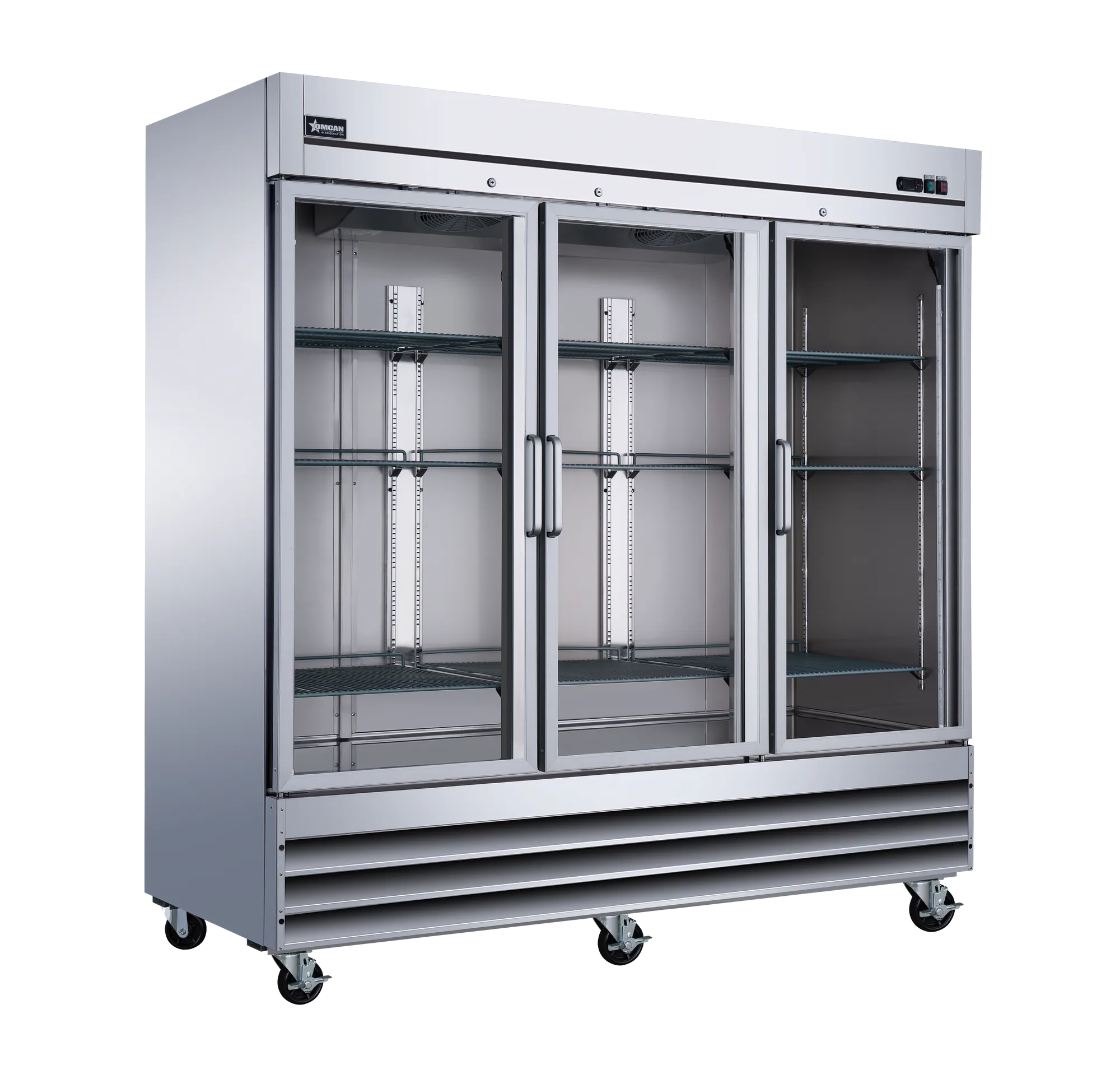 81″ Three (3) Glass Door Reach-In Refrigerator, 72 cu.ft. (2,024 L), Stainless Steel