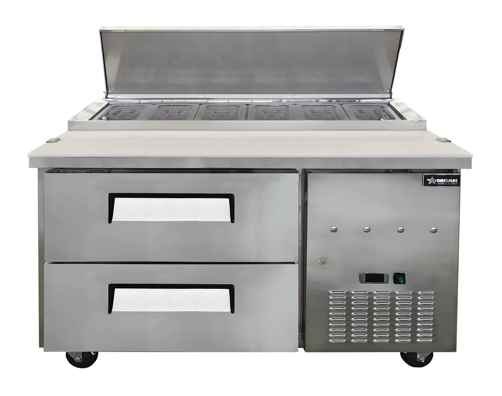 48” One (1) Door Refrigerated Pizza Prep Table with Drawers, 12 cu.ft. (340 L), Stainless Steel
