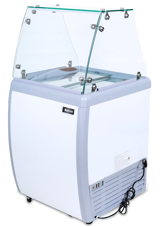 26″ 4+2 Tubs Capacity Ice Cream Dipping Freezer with Flat Sneeze Guard