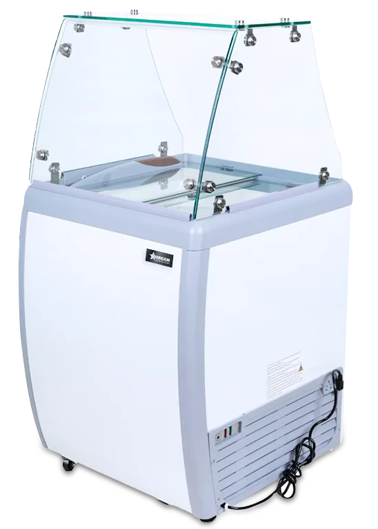 26″ 4+2 Tubs Capacity Ice Cream Dipping Freezer with Flat Sneeze Guard