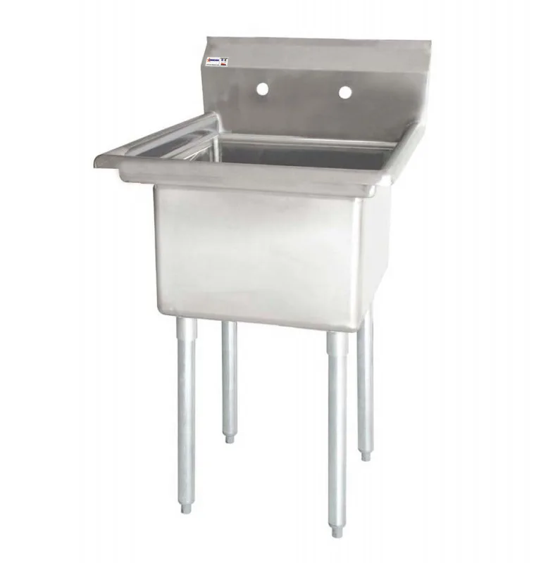 24″ x 24″ x 14″ 18-gauge stainless steel One Tub Sink with 1.8″ Corner Drain Without Drainboard