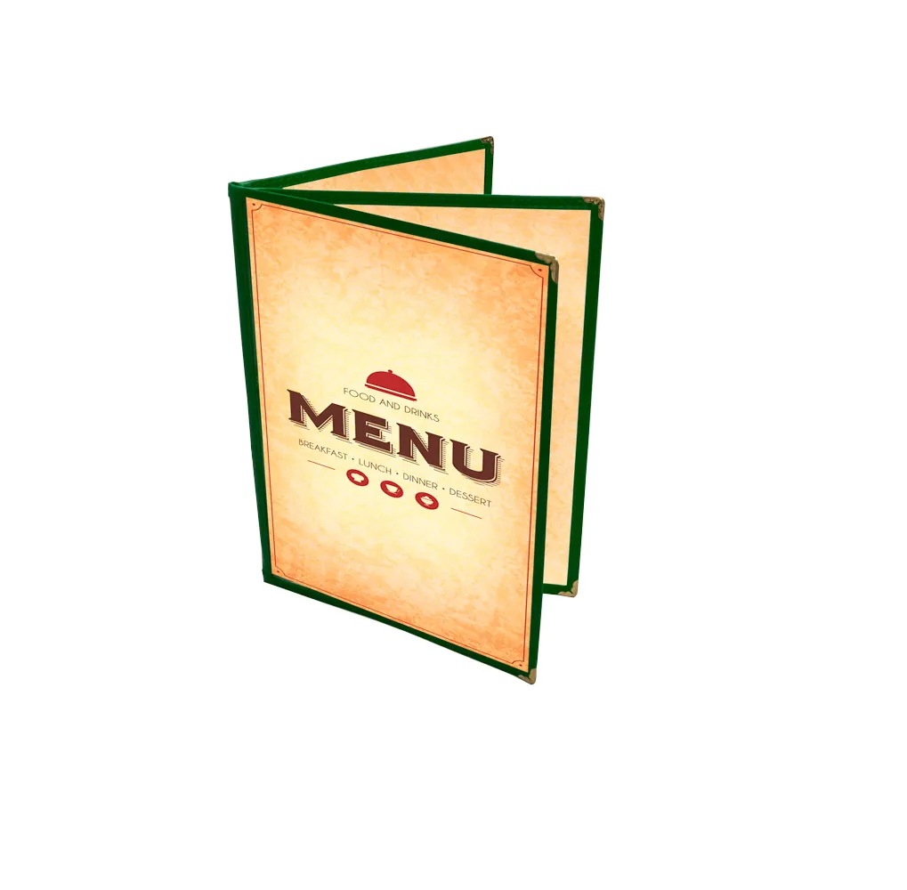 9 1/2″ x 11 3/4″ Green Three-Page Menu Holder