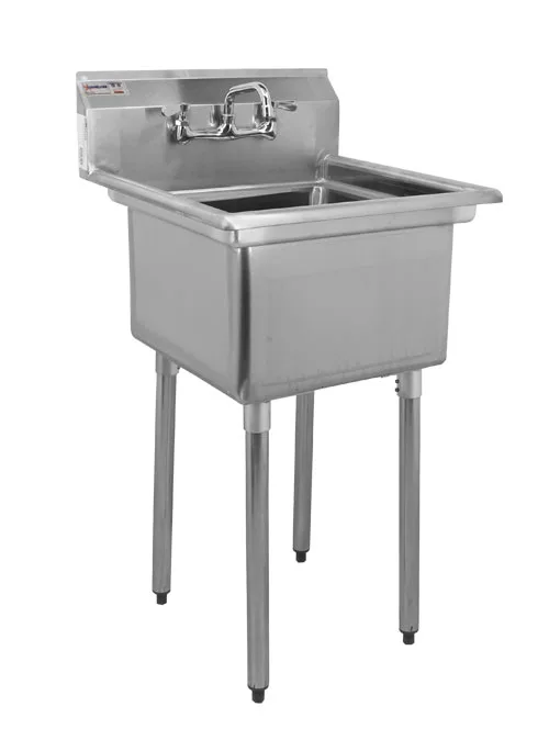 18″ x 18″ x 11″ 18-gauge stainless steel One Tub Sink with 3.5″ Center Drain Without Drainboard