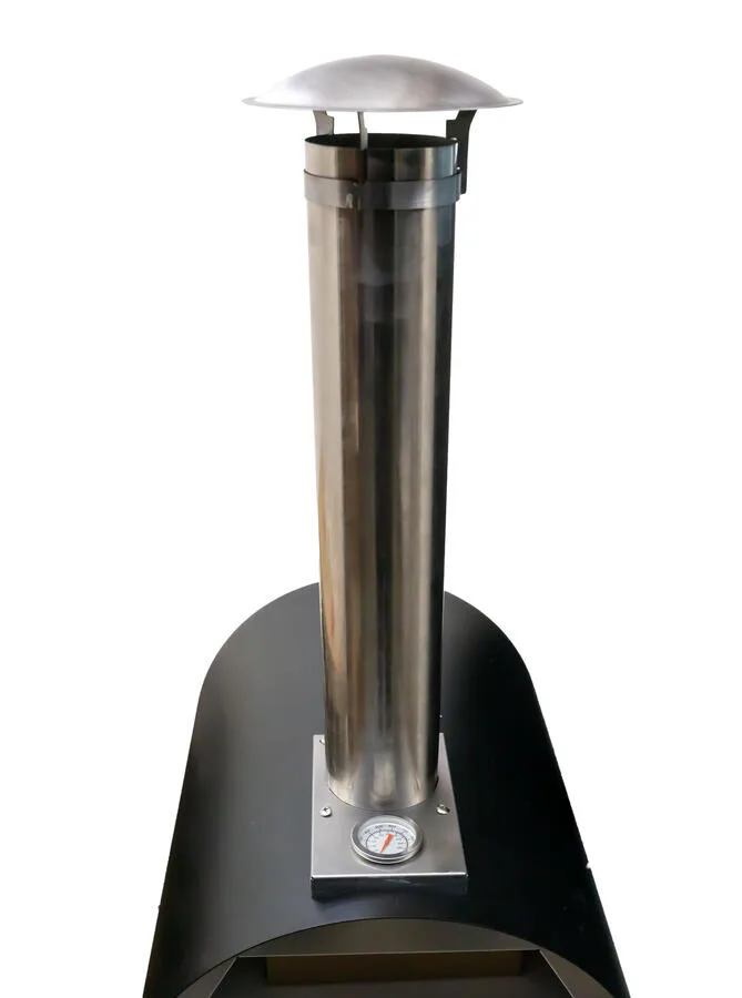Stainless Steel Countertop Wood Fired Pizza Oven with Black Cover