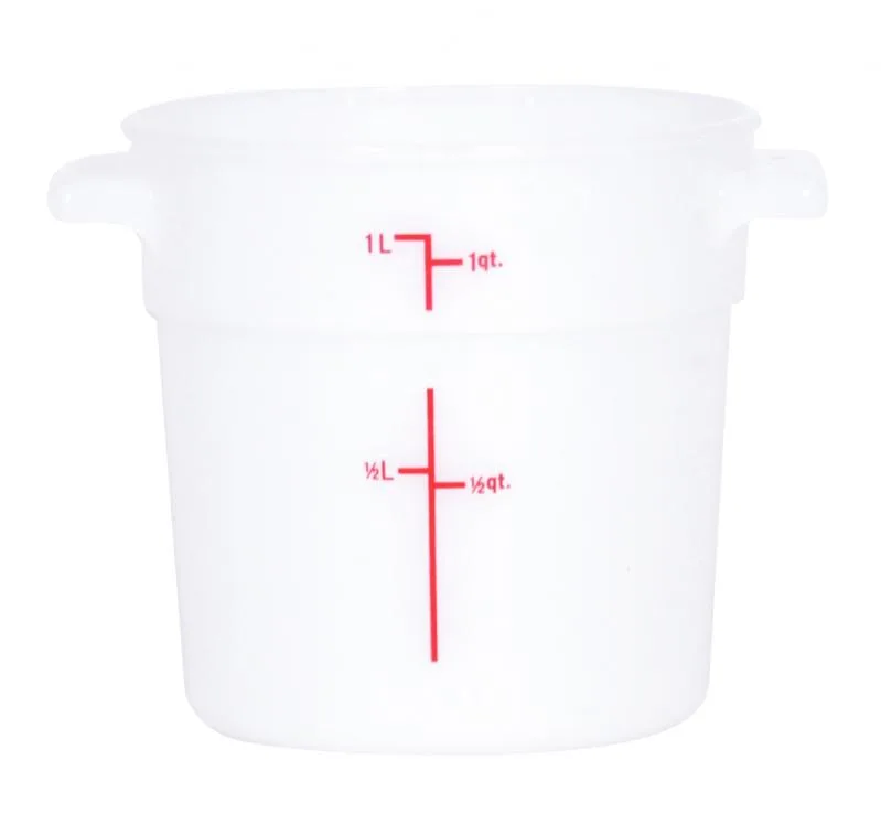 1 qt Polypropylene White Round Food Storage Container