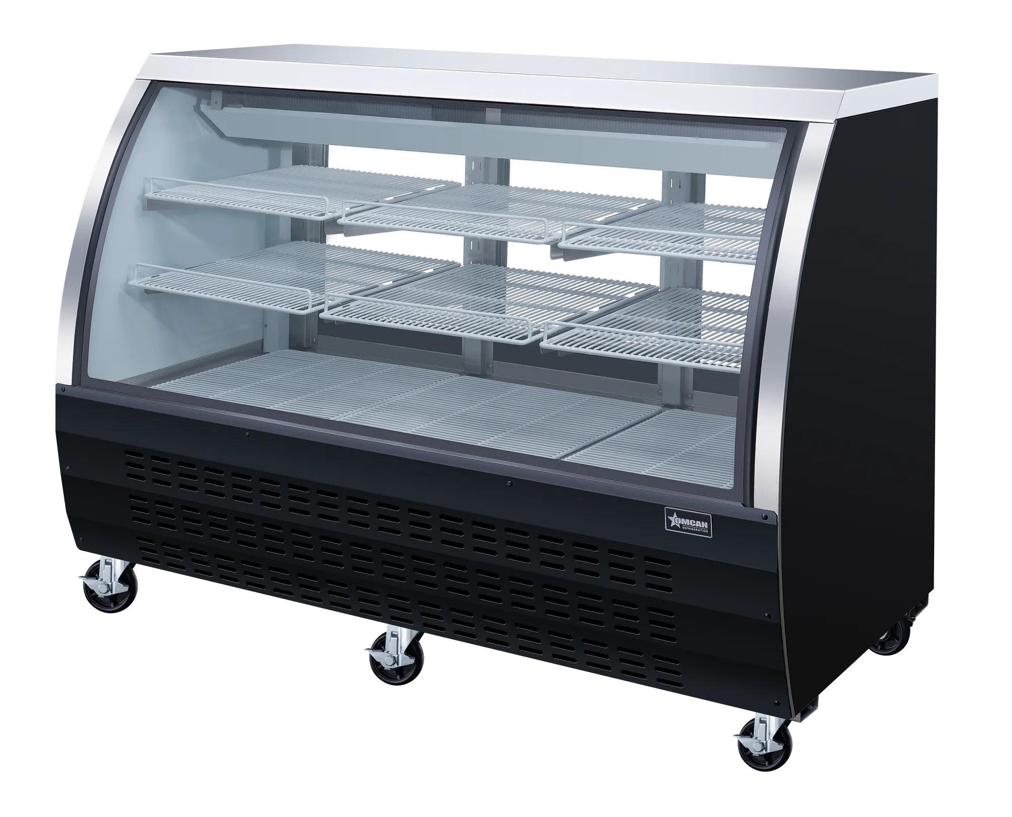 64″ Two (2) Shelf Floor Refrigerated Showcase, 22 cu.ft. (620 L), Black
