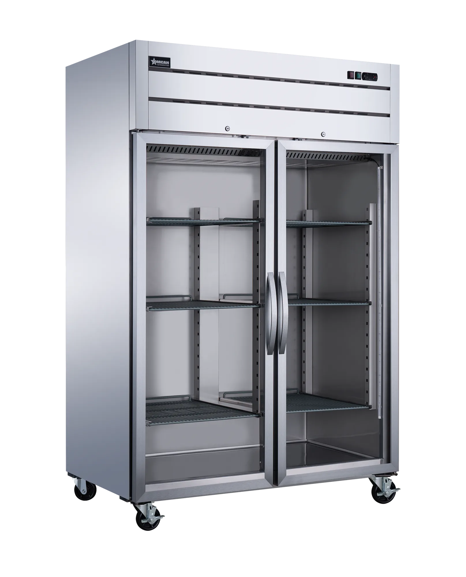 54″ Two (2) Glass Door Top Mounted Reach-In Refrigerator, 43.1 cu.ft. (1220 L), Stainless Steel