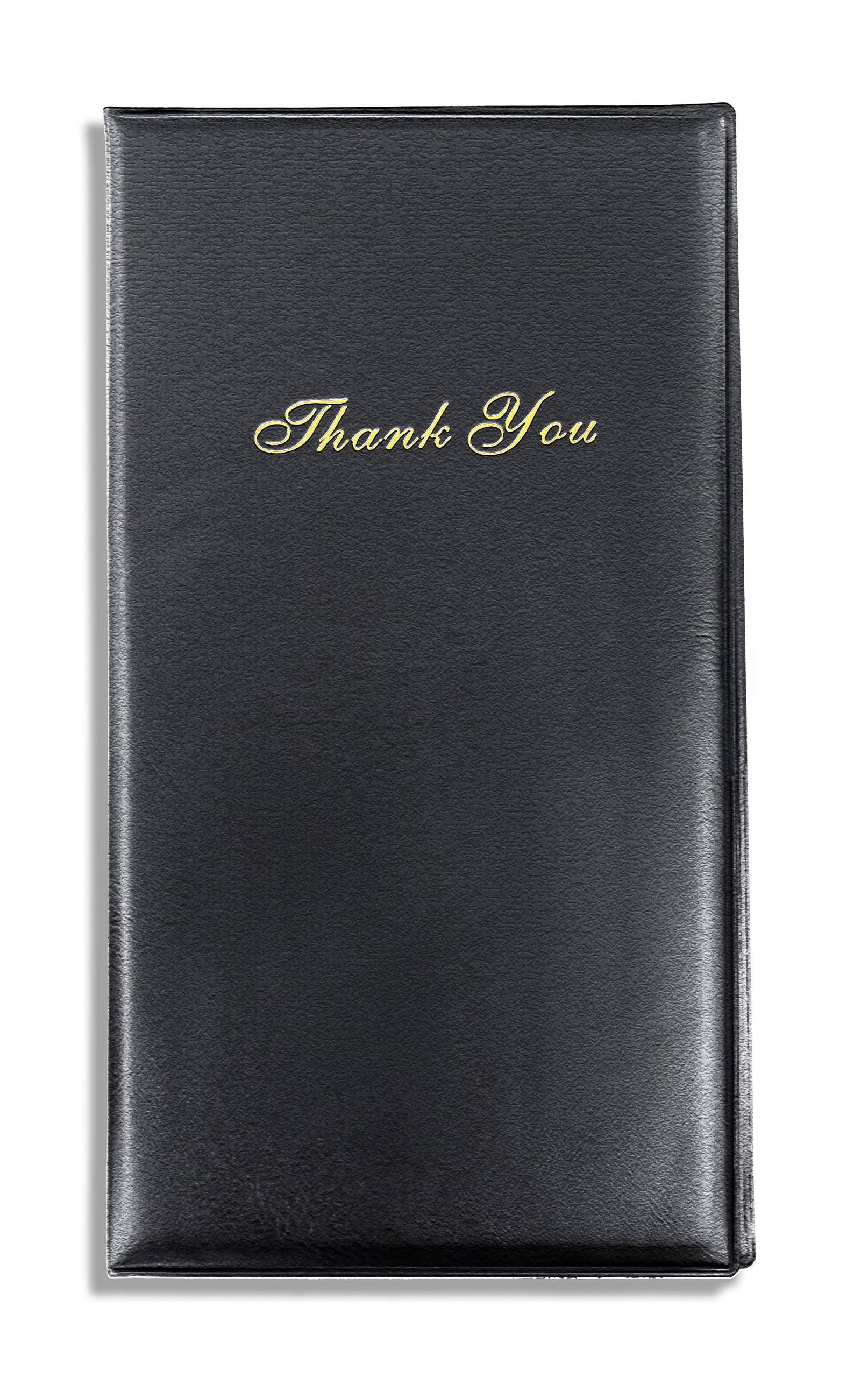 Bill Holder with Credit Card Receptacle with embossed 'Thank You' golden imprint, Black