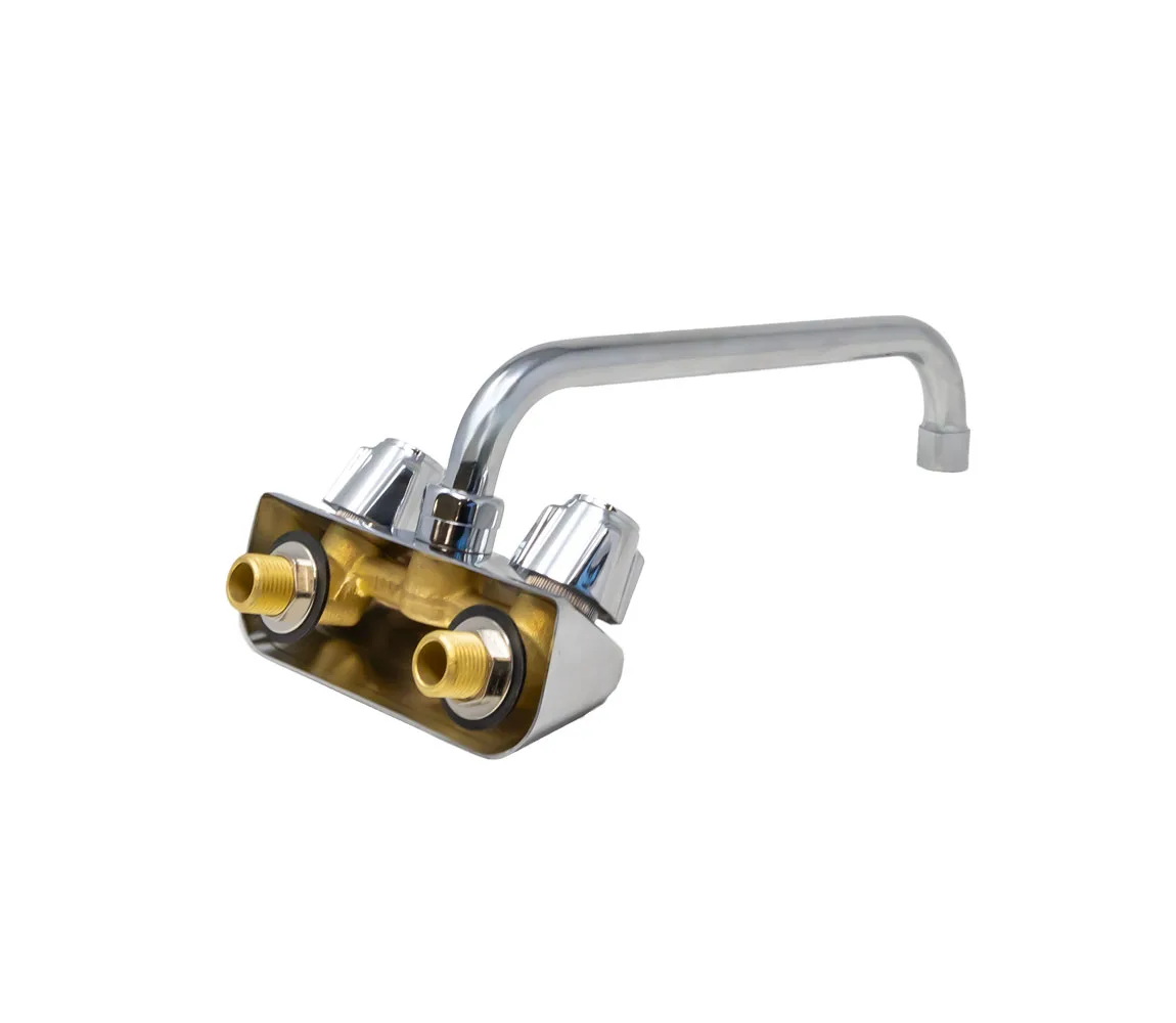 Wall Mount Bar Sink Faucet with 10″ Swing Spout and 4″ Centers