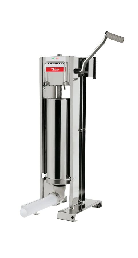 Trento Stainless Steel Manual Sausage Stuffer with 22lb / 10kg Capacity – 2-Speed Vertical and Horizontal Gear Drive