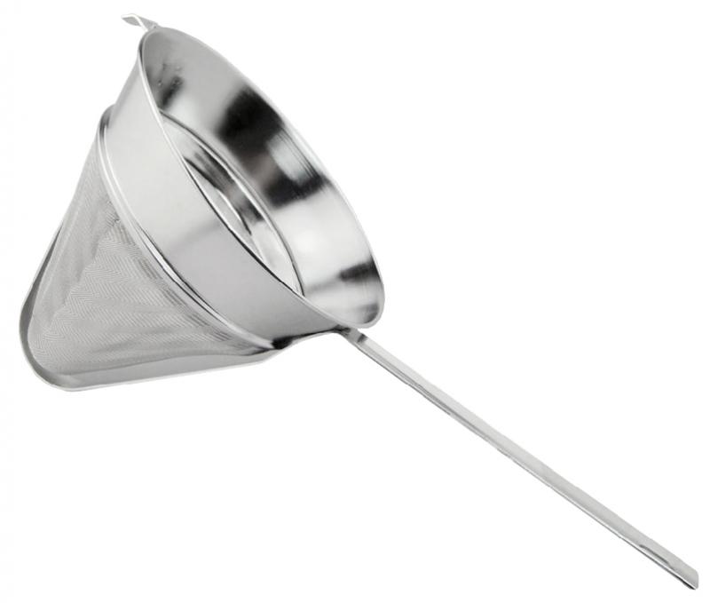 10" Stainless Steel Reinforced 40 Mesh Bouillon Strainer with Flat Handle