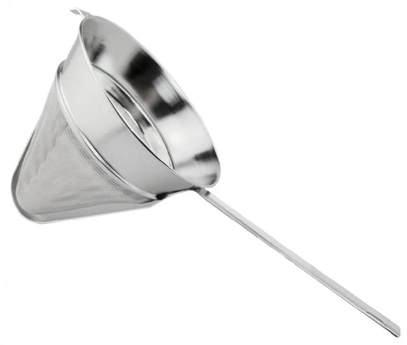 10" Stainless Steel Reinforced 40 Mesh Bouillon Strainer with Flat Handle