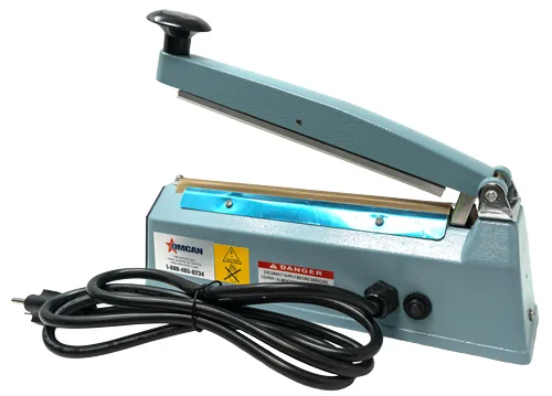 Portable Impulse Sealer with 8″ seal bar and 2 mm seal width