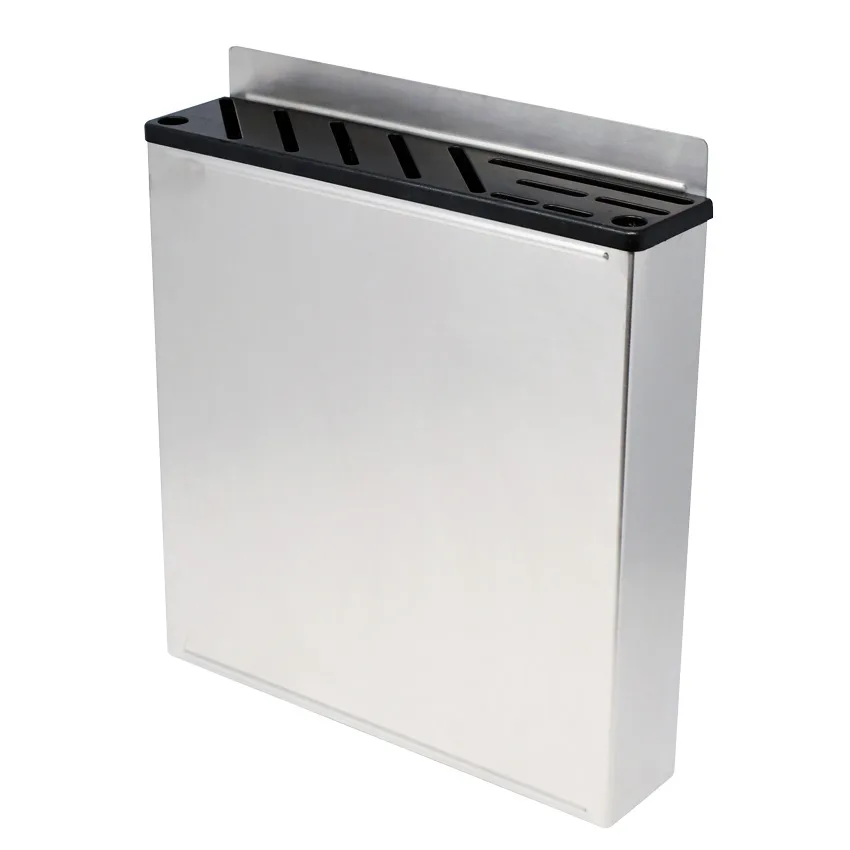 Stainless Steel Knife Rack with Black Plastic Insert