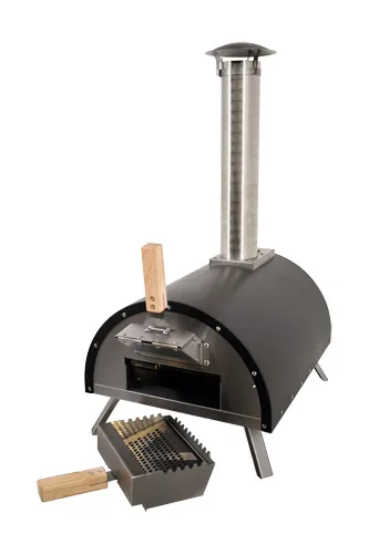 Stainless Steel Countertop Wood Fired Pizza Oven with Black Cover