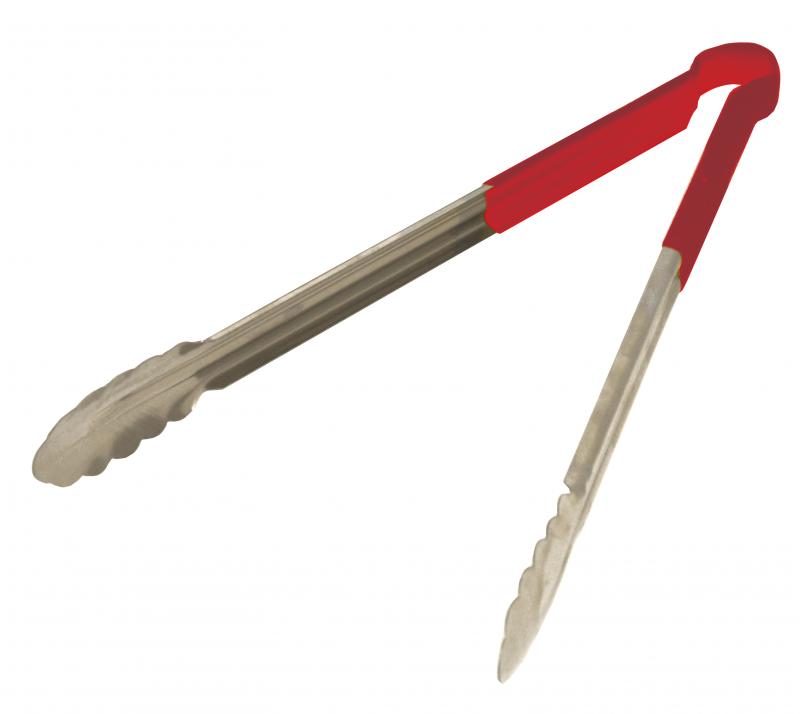 16" Heavy-Duty Utility Tongs with Red Plastic Handle