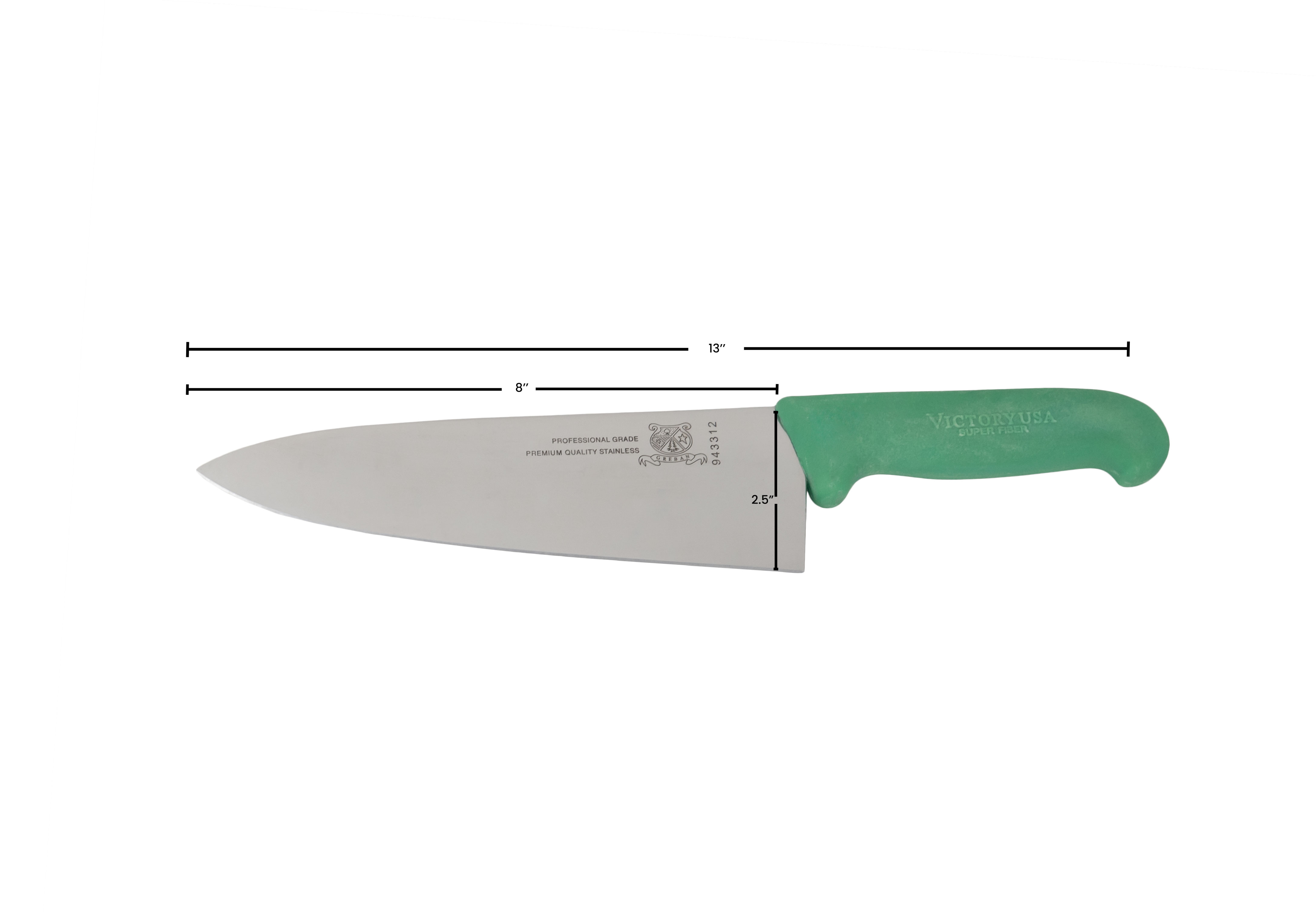 8" Medium Cook Knife with Green Super Fiber Handle