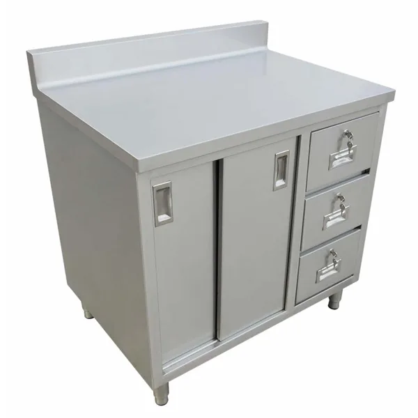 24″ x 48″ Worktable with Cabinet, Drawers, and Sliding Doors