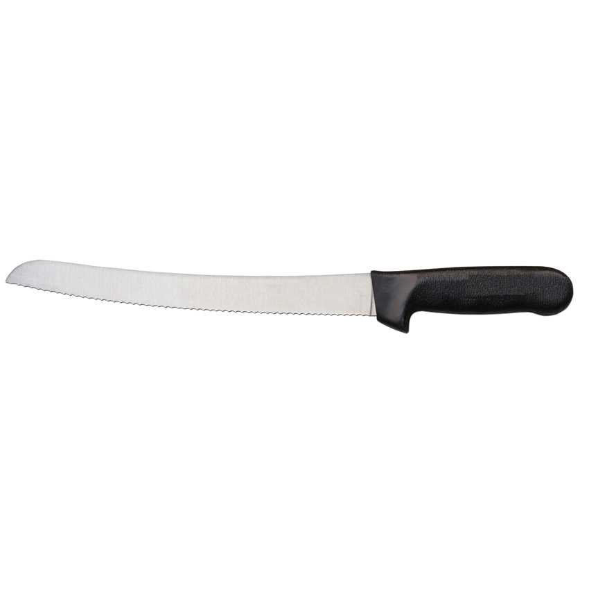10" Slicer Curved Narrow Wave Edge Knife with Black Polypropylene Handle