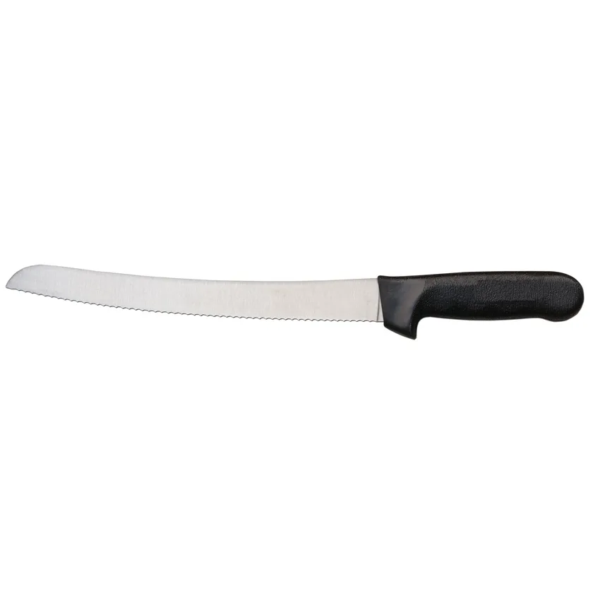 10" Slicer Curved Narrow Serrated Knife with Black Polypropylene Handle
