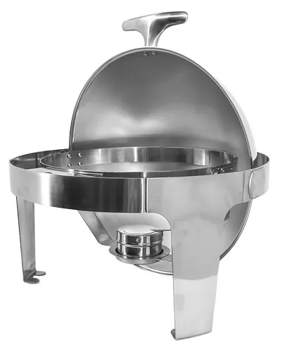 6 qt (5.6 L) Stainless Steel Round Chafing Dish with Roll Top Lid