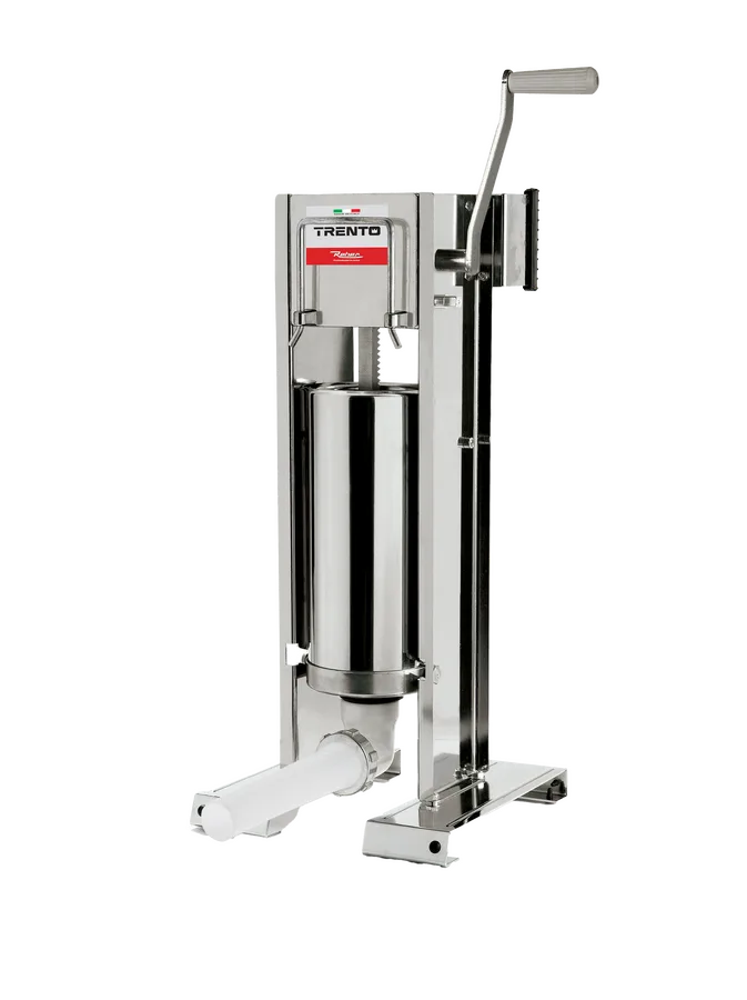 Trento Stainless Steel Manual Sausage Stuffer with 11lb / 5kg Capacity – 2-Speed Vertical and Horizontal Gear Drive