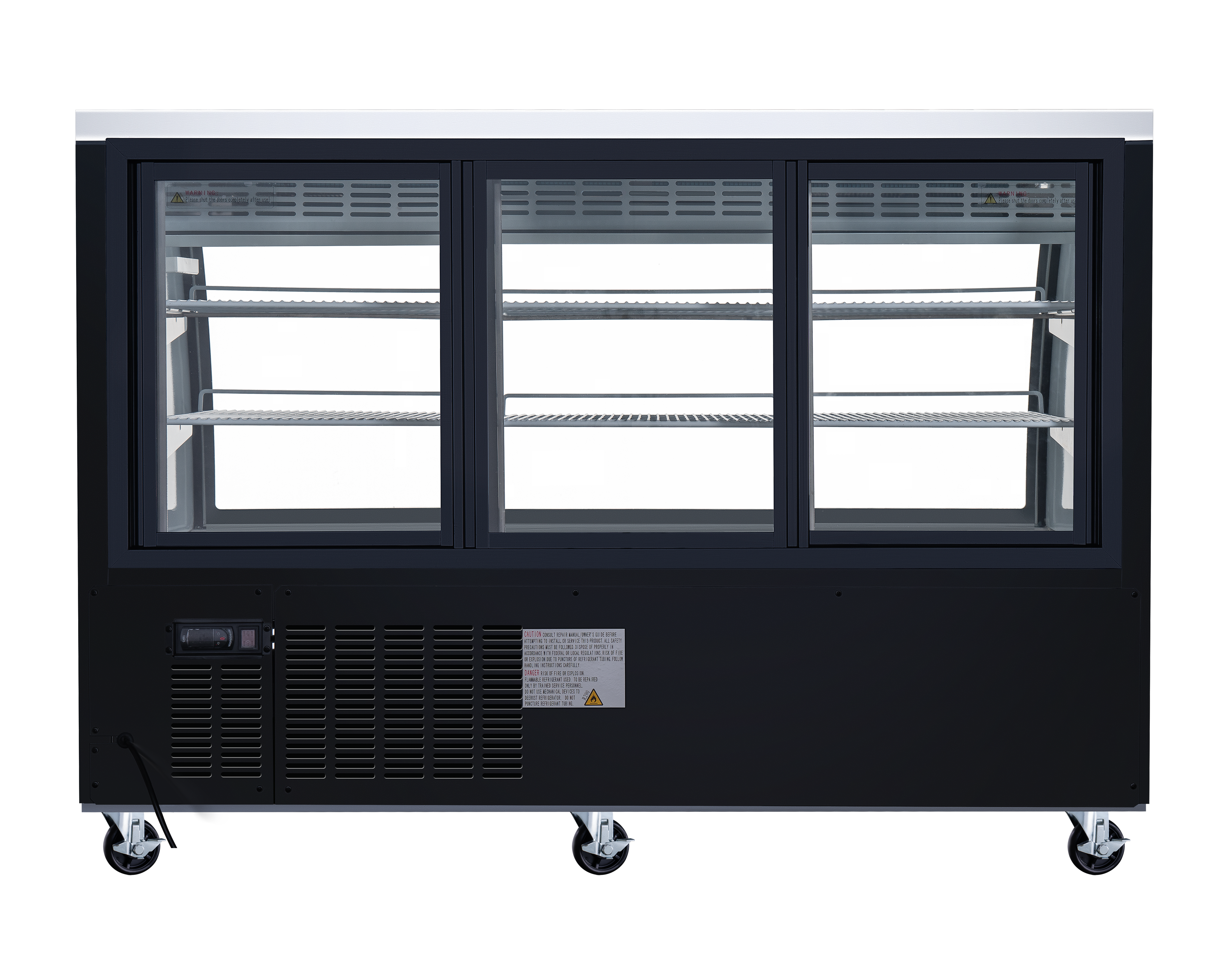 64″ Two (2) Shelf Floor Refrigerated Showcase, 22 cu.ft. (620 L), Black