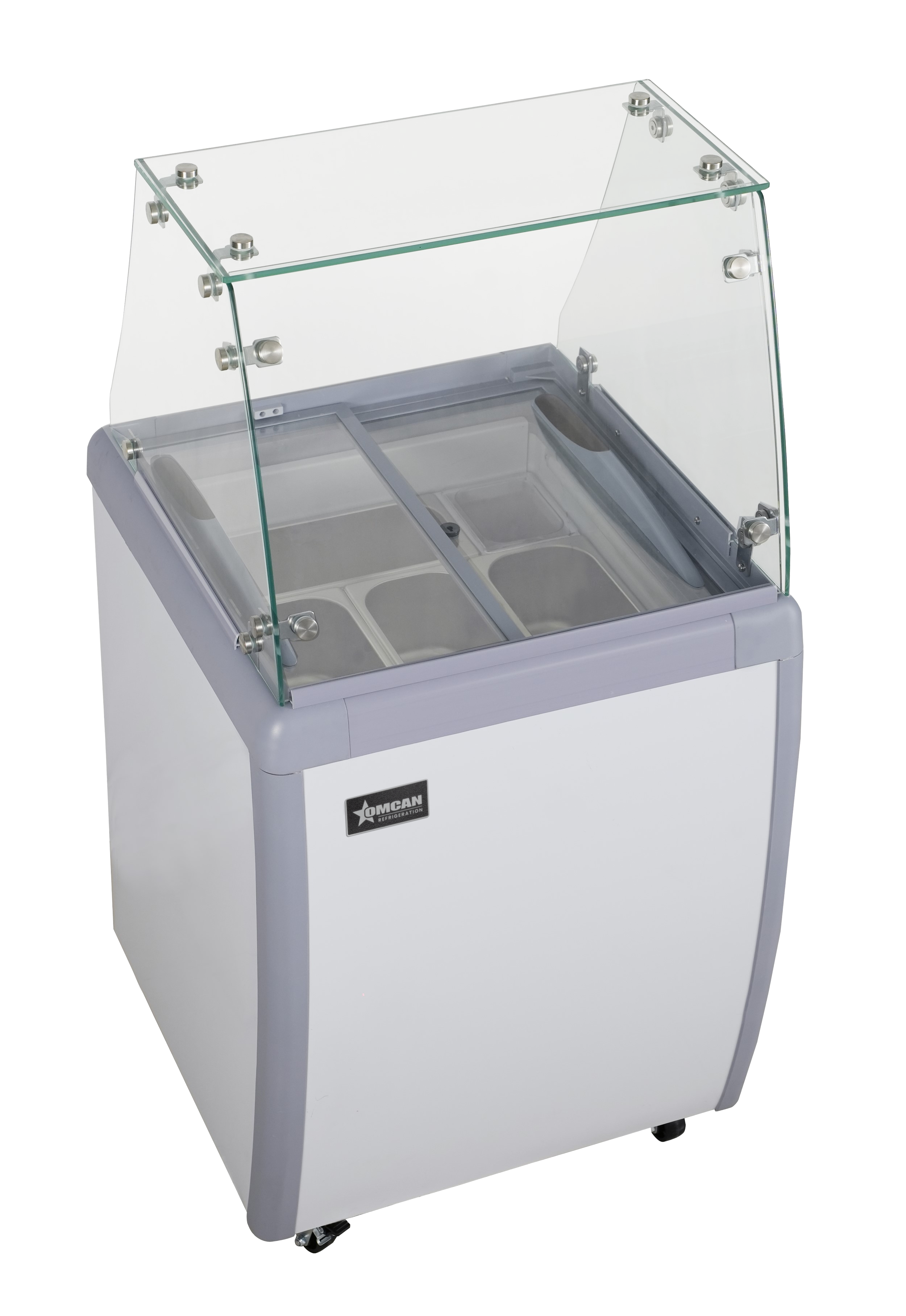 26″ Four (4) Pan Gelato Dipping Cabinet with Flat Sneeze Guard